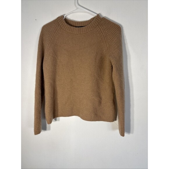 QUINCE  Women’s Mongolian Cashmere Fisherman Crewneck Sweater Size M brown - Picture 4 of 13